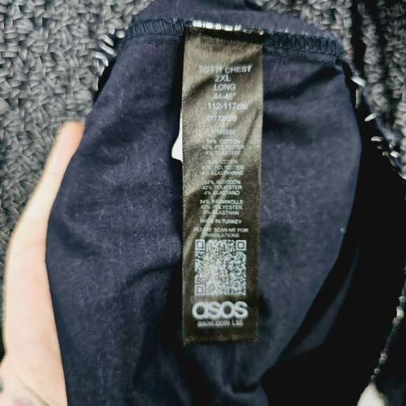 ASOS Button Front Shirt 2XL Blue White Confetti Print Cotton Blend Long Sleeve - Picture 5 of 10